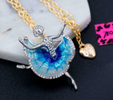 Blue Dress Ballet Dancer Necklace