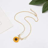 Sunflower Necklace with Pearls pic2