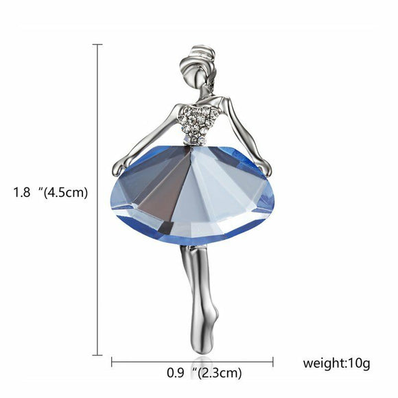 Blue Crystal Ballerina Pin