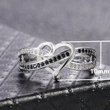 Sterling Silver Filled Infinity Heart Ring (Black)