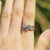 Sterling Silver Filled Infinity Heart Ring (Black)