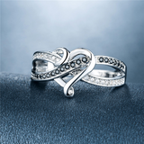 Sterling Silver Filled Infinity Heart Ring (Black)