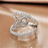 White Topaz Feather Wing Ring