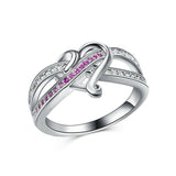 Sterling Silver Filled Infinity Heart Ring (Violet Red)