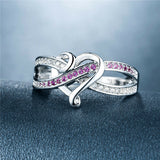 Sterling Silver Filled Infinity Heart Ring (Violet Red)