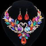 Colorful Crystal Double Swan Elegant Jewelry Set