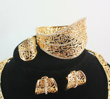 18K Gold Plated Crystal African Dubai 4 PC Wedding Jewelry Set