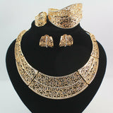 18K Gold Plated Crystal African Dubai 4 PC Wedding Jewelry Set