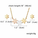 Tri-Color Charm Stainless Steel Necklace + Earrings Set