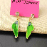 Green Butterfly Wings Necklace + Earrings Set