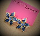Crystal Rhinestone Poinsettia Flower 2PC Set (Blue)