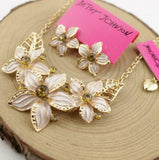 Crystal Rhinestone Poinsettia Flower 2PC Set (White)