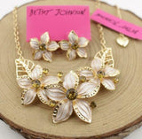 Crystal Rhinestone Poinsettia Flower 2PC Set (White)