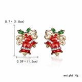 X-mas Double Bells with Bows Holiday Stud Earrings