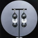 3 Tier Black and white Teardrop Earrings