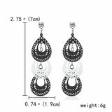 3 Tier Black and white Teardrop Earrings- measurement pic