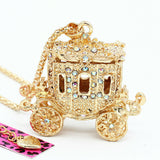 Gold Rhinestine Fairytale Carriage Necklace pic 2