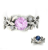 Silver + White Sapphire Leaves Band Ring (2 Colors Available)
