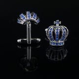 Men's Silver + Royal Blue 3-D Crown Cufflinks