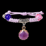 Lavender Rope Violet Seashell Adjustable Bracelet