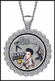 ELVIS "The King of Rock 'n' Roll" PRESLEY Rhinestone Cabochon Necklace