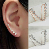 Rhinestone Crystal Ear Curved  Earrings (2 Colors Available)