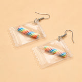 Translucent Wrapped Candy Stick Dangle Earrings