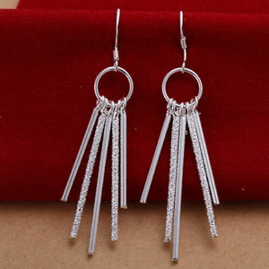 Sparkling Silver Icicle Dangle Earrings