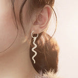 Silver Snake Dangle Earrings