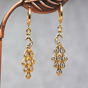 18k Gold Filled Peacock Dangle Earrings