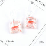 Goldfish in Water Bag Novelty Earrings