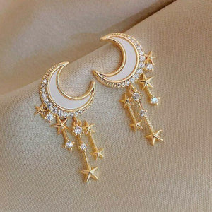 Sparkling Moon + Star Multi Dangle Earrings
