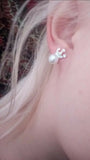 Silver Crown Pearl Stud Earrings