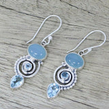 Blue Moonstone Dangle Drop Earrings