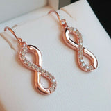 14K Rose Gold Plated Sapphire Infinity Earrings