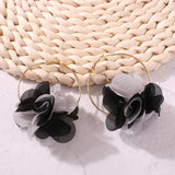 Three-dimensional Flower Earrings (Black + Gray)