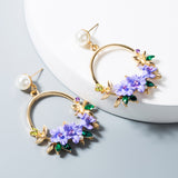 Flower Bouquet Pearl Hoop Earrings (2 Colors Available)
