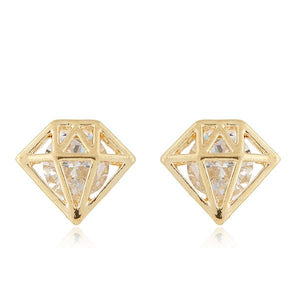 Gold Diamond Shape Stud Earrings (2 Colors Available)