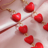Red Hearts Valentine Dangle Earrings