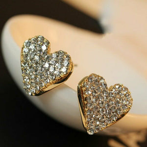 Crystal Heart Rhinestone Stud Earrings