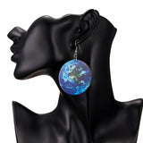 Blue Leather Earth Earrings