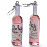 Pink Wine Bottle Earrings