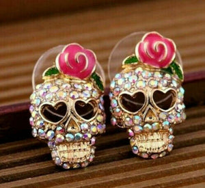 Rose Skull Girl Earrings