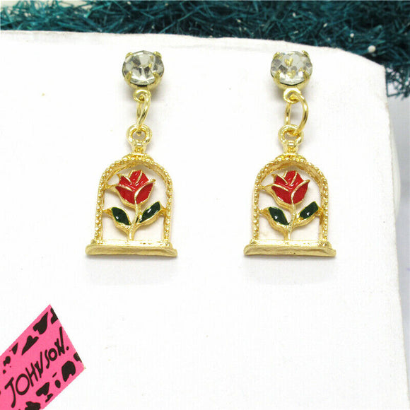 Beauty and The Beast Rose Dome Earrings