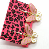 Pink & White Butterfly Earrings
