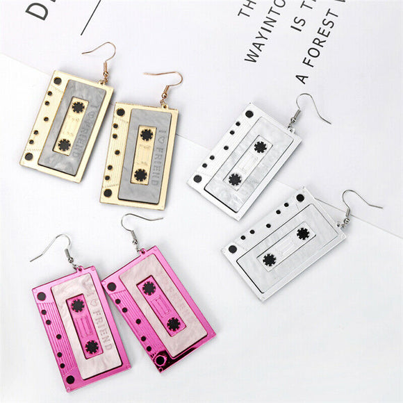 Retro Cassette Tape Earrings (3 Colors Available)