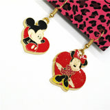 Mickey and Minnie Red Heart Earrings