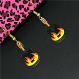 Black Fire Flame Guitar Earrings