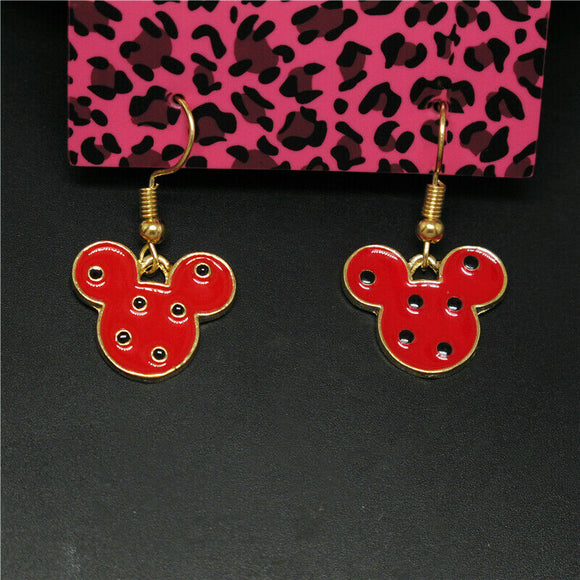 Red Polka Dot Mickey Mouse Ear Earrings