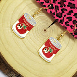 Animated Tomato Soup Cans Novelty Earrings